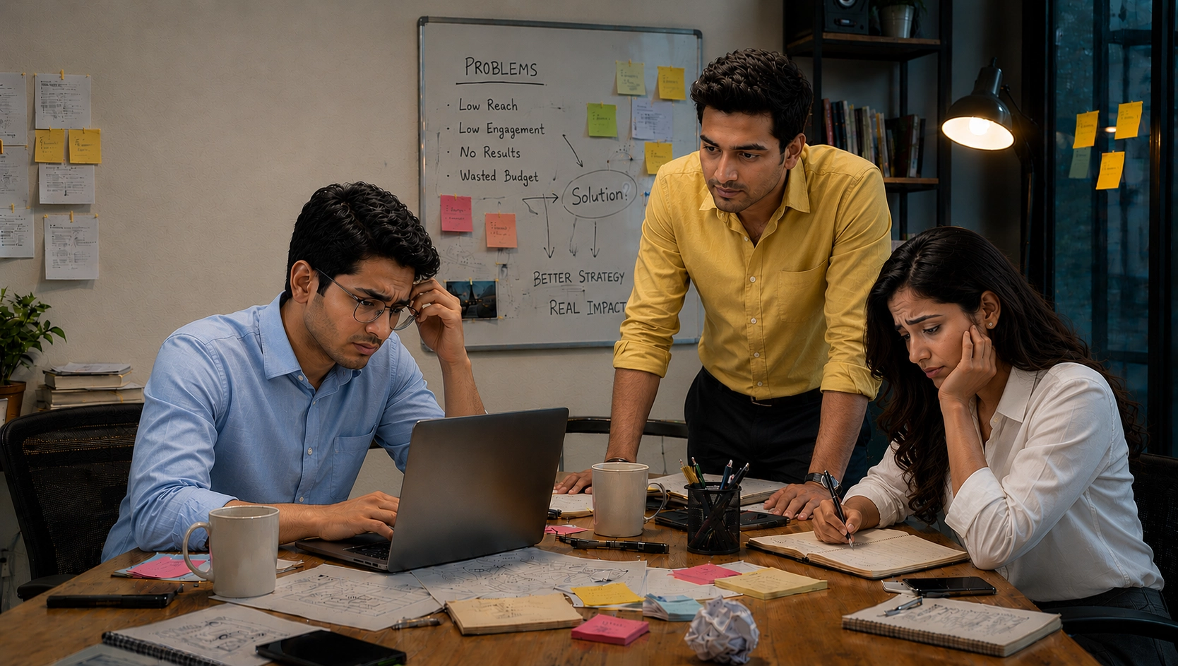 Team collaborating on a project